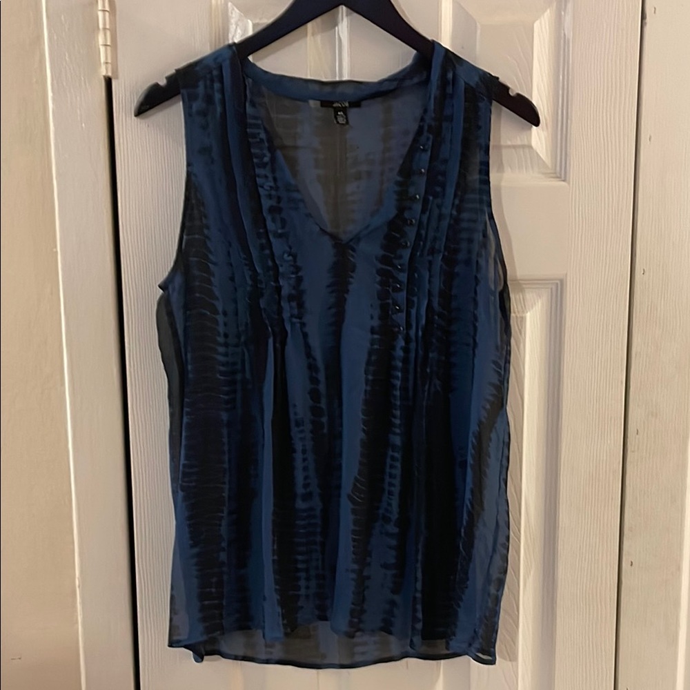Jacob Pleated Relaxed Blouse Size Large In Blue/Black